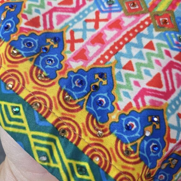 Ruby Yaya Kaftan Womens Large Multicolor Boho Tassel Embellished Top Festival - Picture 8 of 14